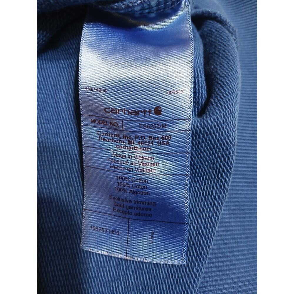 Carhartt Men's Relaxed Fit Blue Cotton Pullover Hoodie Logo Size S - Picture 5 of 5